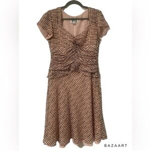 Yves Cossette Depeche Mode dress size 10. Brown, pink and ivory pattern. X